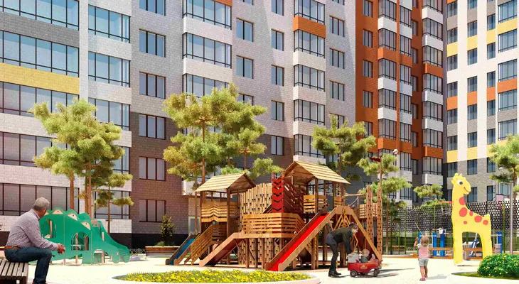 ЖК Кольца деревянная детская площадка