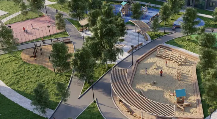 ЖК Одоевского зеленый закрытый двор