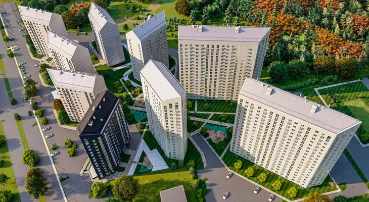 ЖК Основатели макет комплекса сверху