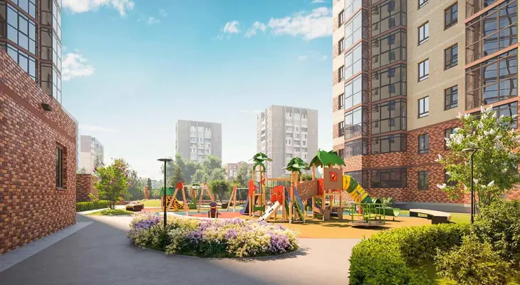 ЖК Расцветай на Гоголя детская площадка между домов