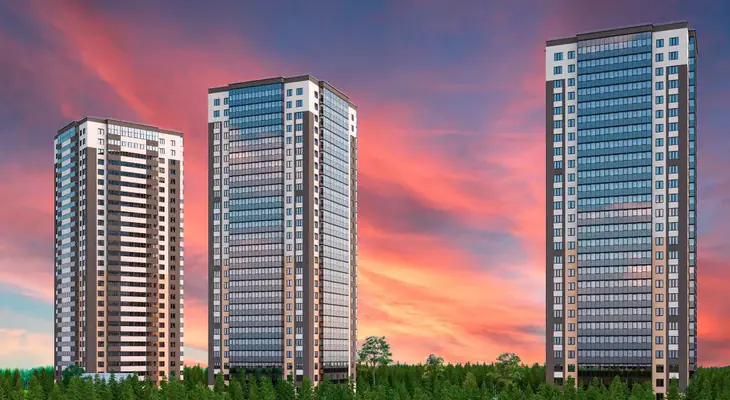 ЖК Расцветай на Зорге макет комплекса на рассвете