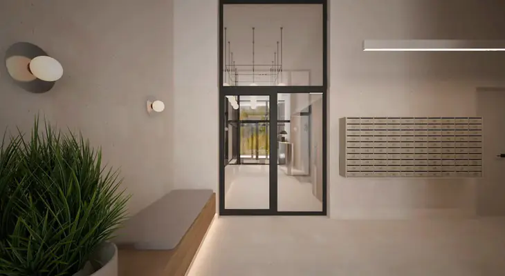 ЖК Зое уютный холл первого этажа